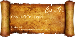 Csollán Irma névjegykártya